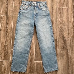 Zara HI-Rise Straight Leg Jeans Dark Blue